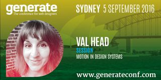 Val Head discusses motion in design systems at Generate Sydney on 5 September