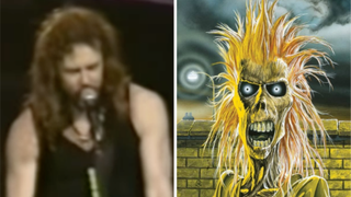 Footage of Metallica performing live in 1992 and a photo of Iron Maiden's debut album