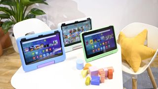 Amazon Fire HD 10 Kids and Fire HD 10 Kids Pro on table