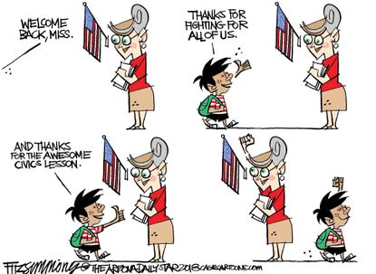 Political cartoon U.S. teachers strike Arizona