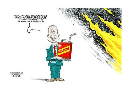 Political cartoon Ferguson Holder racism