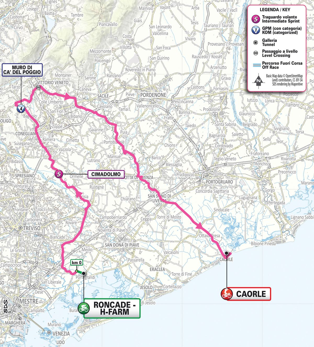 Map of stage 2 of the 2026 Giro d'Italia Women