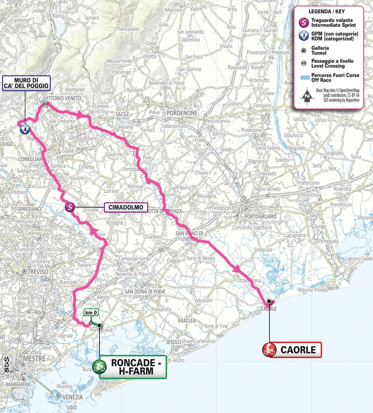 Map of stage 2 of the 2026 Giro d'Italia Women