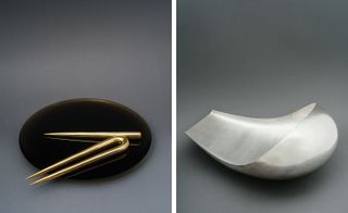 Left, gold-plated Spike and Fork and Right, ‘Spock’ silver bowl