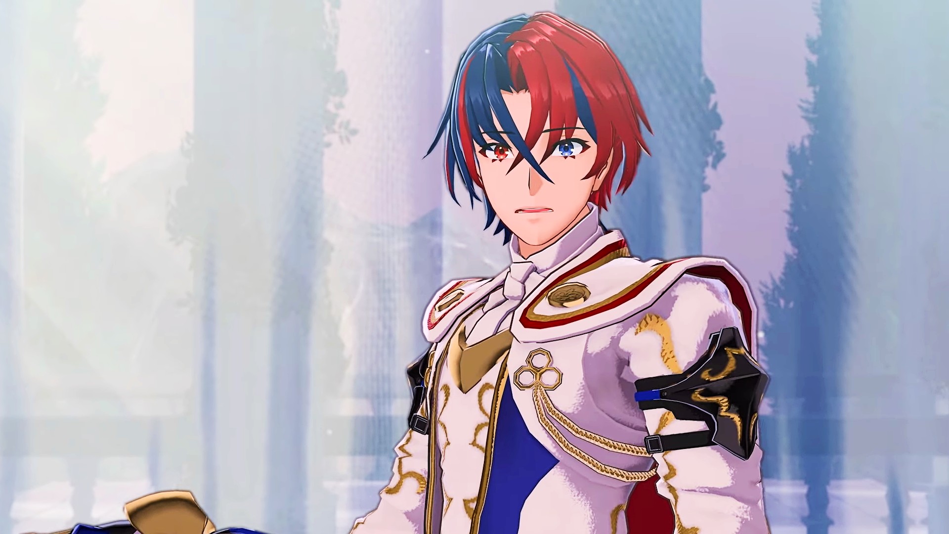 Fire Emblem Engage's protagonist Alear - known as Toothpaste-Chan within the community - stares at the screen