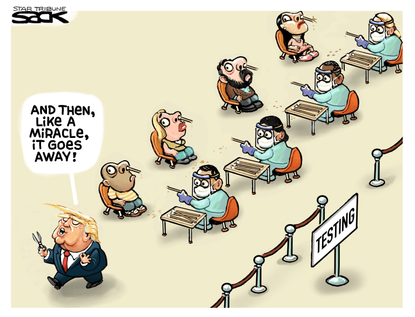 Political Cartoon U.S. Trump coronavirus testing