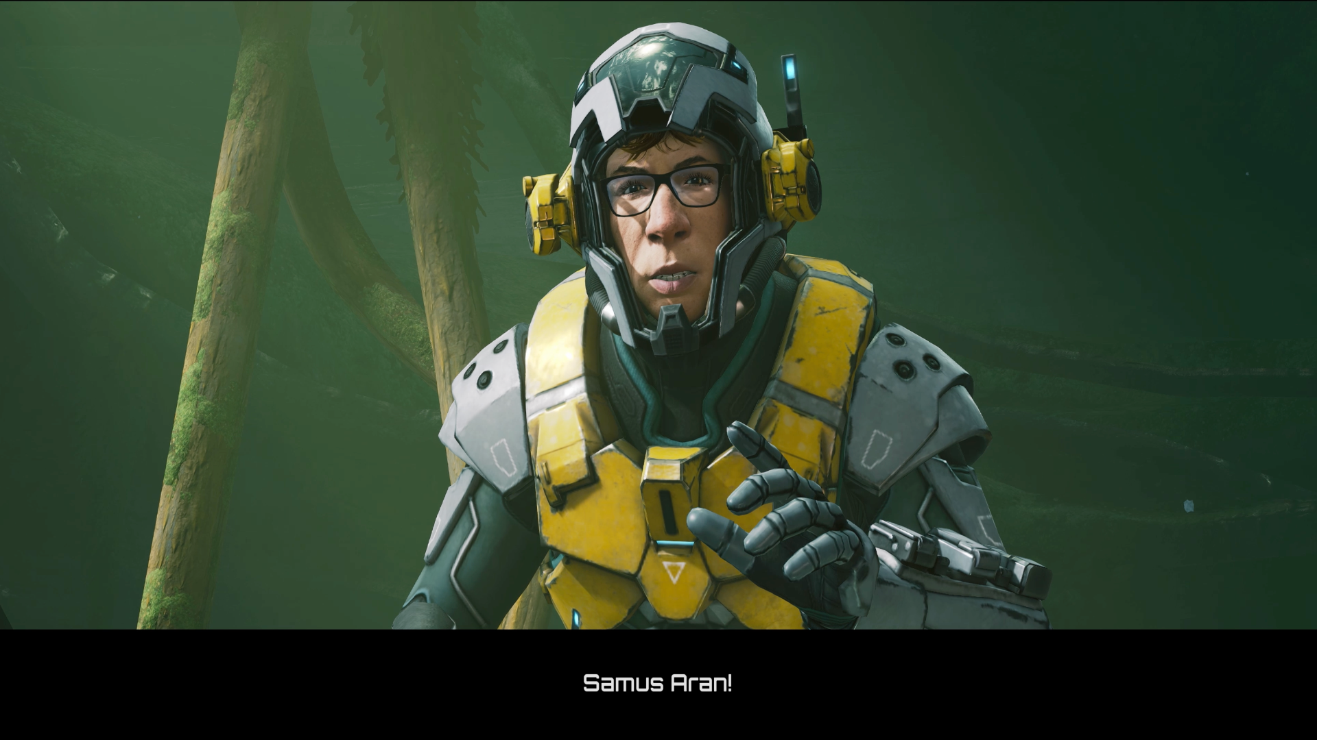 A screenshot shows Metroid Prime 4 companion MacKenzie shouting Samus&#039; name