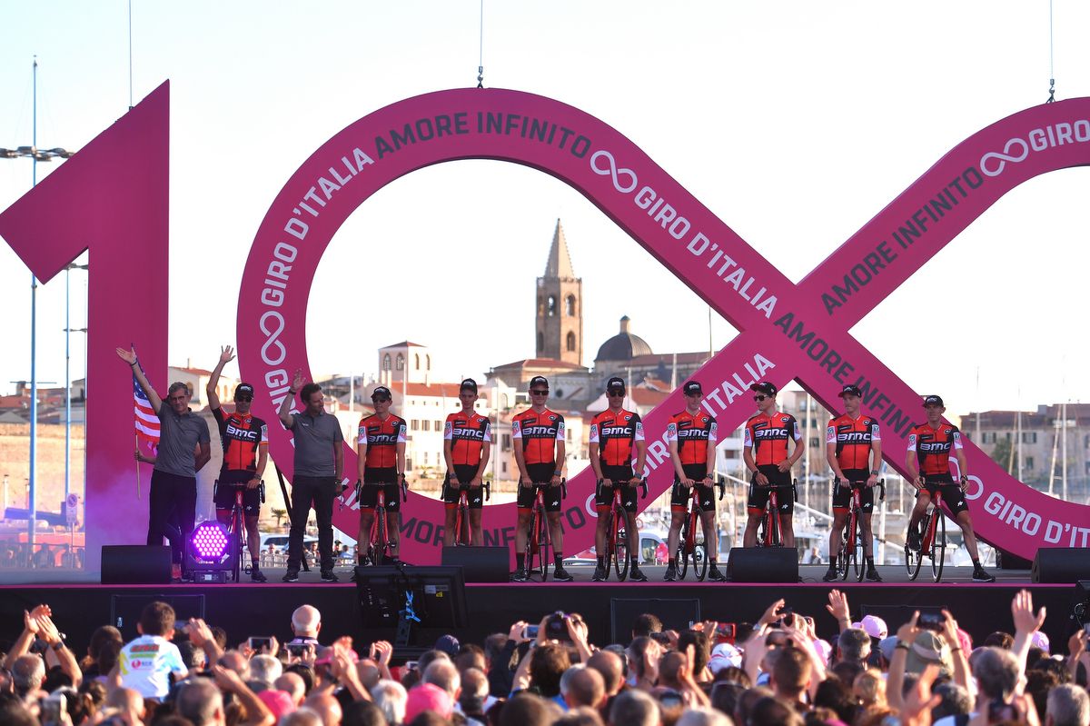 Team BMC Racing take to the platform