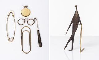 Left, safety pin, paper clip, glasses, and clipboard and right, Modele 4060