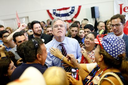 Jeb Bush campaigns In Tampa, Florida.