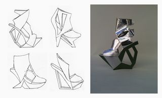 Initial sketches of the shoes to be worn by waitresses