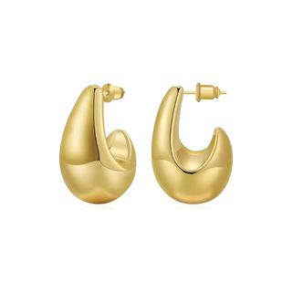 Mesovor Chunky Thick Gold Waterdrop Hoop Earrings