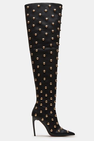 Steve Madden Spritz Black Pointed Toe Heeled Studded Boots