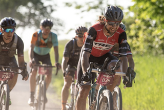 Kiel Reijnen using aerobars on the gravel in 2019