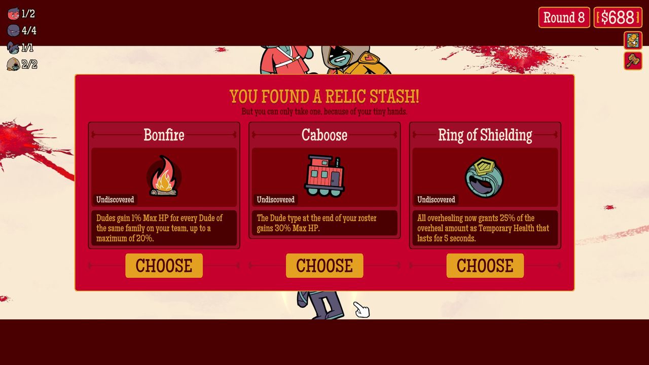 Several screenshots from How Many Dudes? by developer Butterscotch Shenanigans, demonstrating a variety of gameplay mechanics.