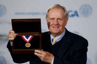 Jack Nicklaus holding the Jack Nicklaus medal