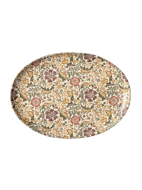 Edith Vine Floral Stoneware 16" Oval Serving Platter