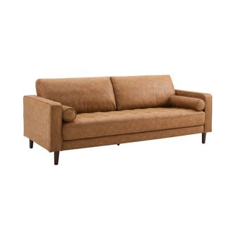 A Steelside Reign Vegan Leather Sofa on a white background