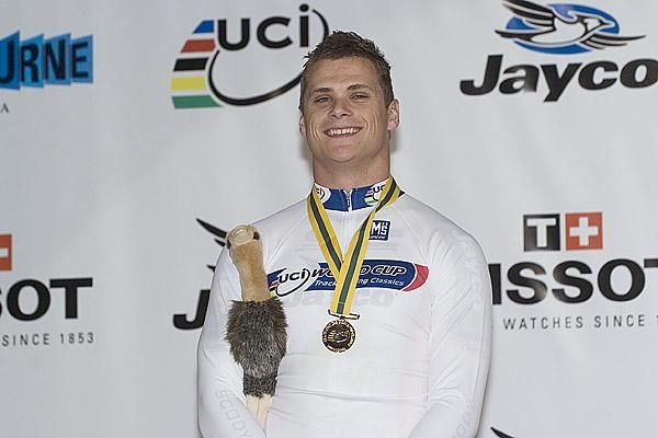 Mens' kilometre time trial champion Scott Sunderland from Australia.