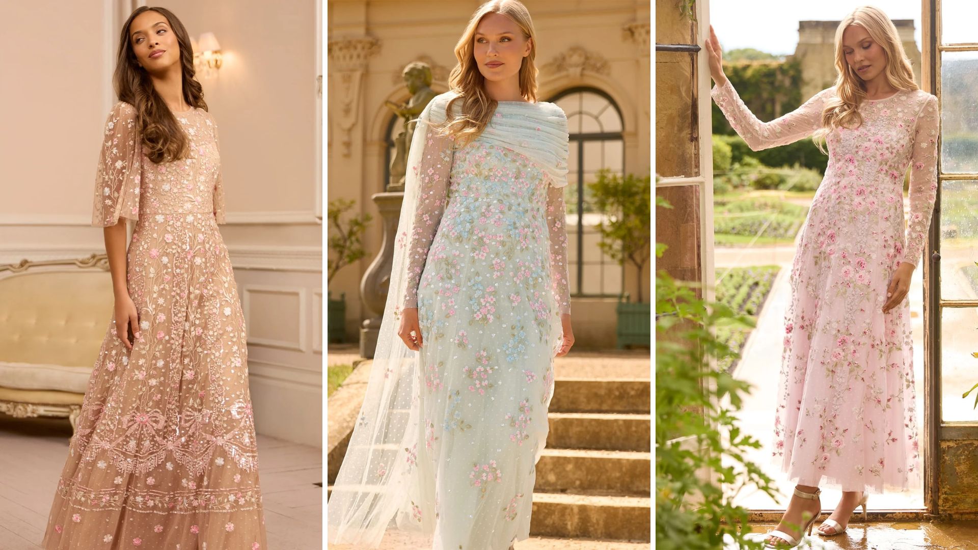 Three models wearing the new Needle &amp;amp; Thread collection