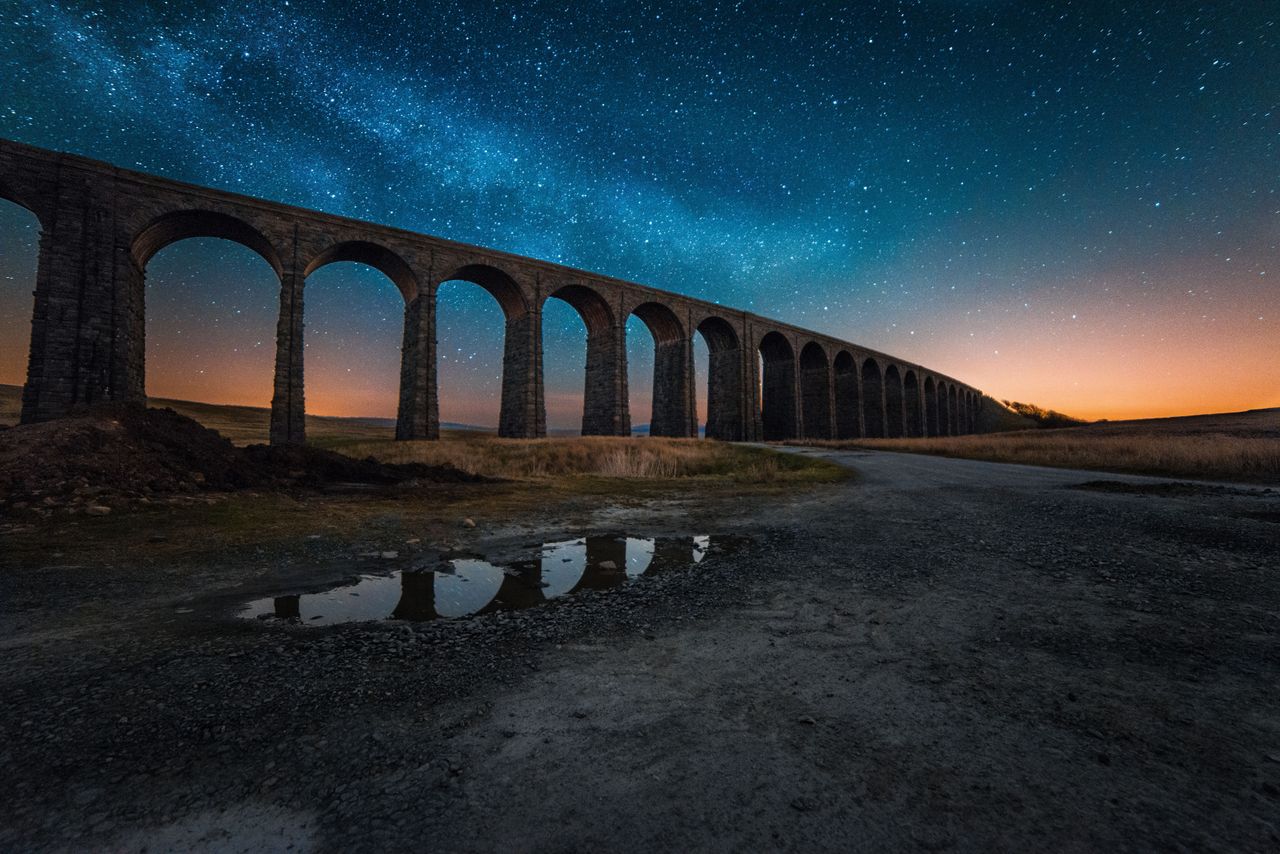 Stars and a sunset at the Ribblehead Viaduct