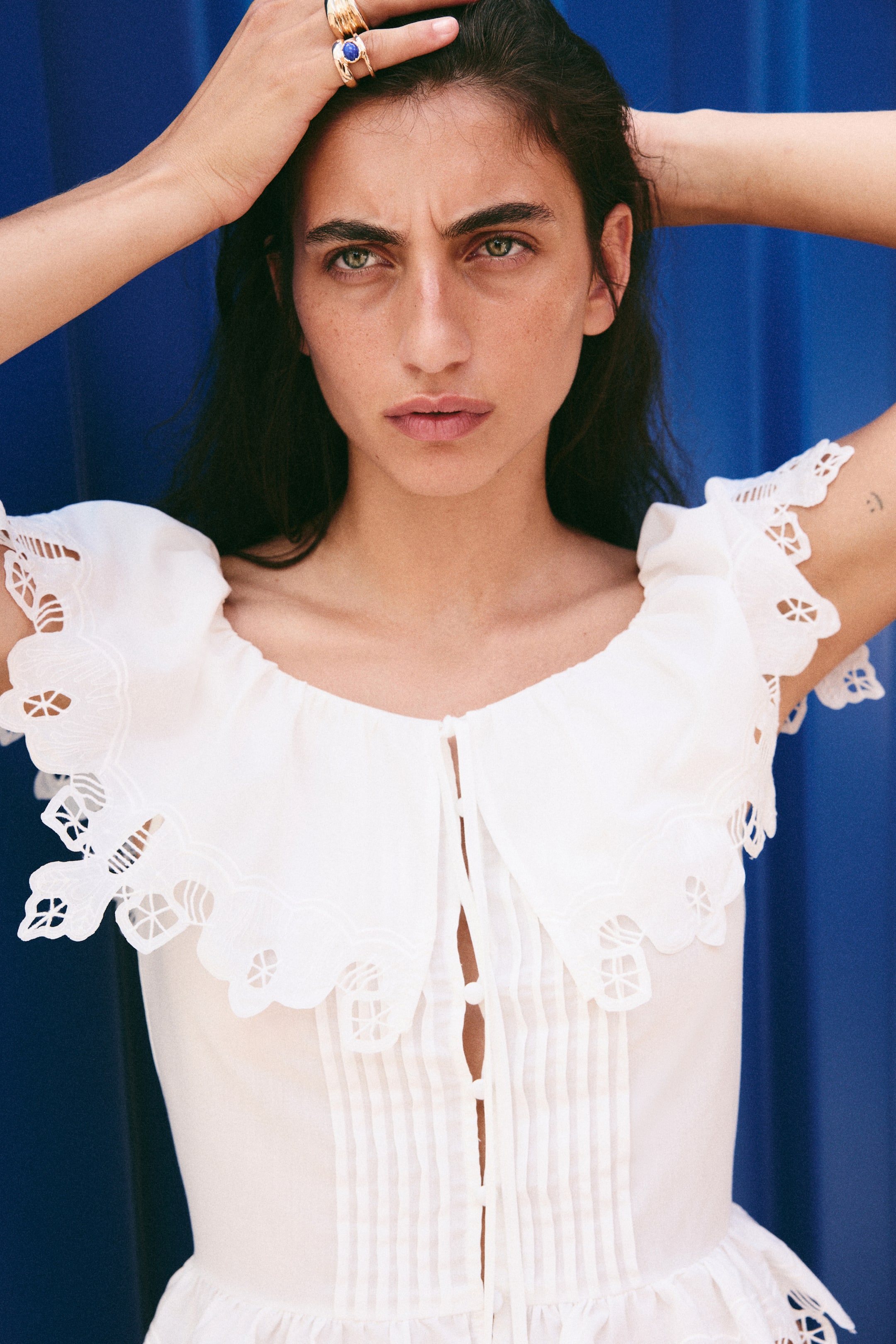 Flounced Broderie Anglaise Blouse