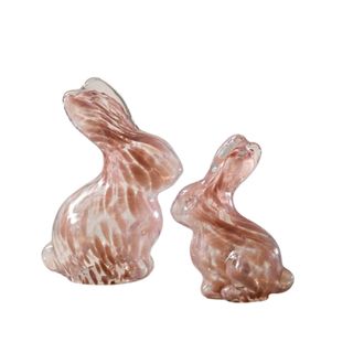 Pink glass bunny figurines