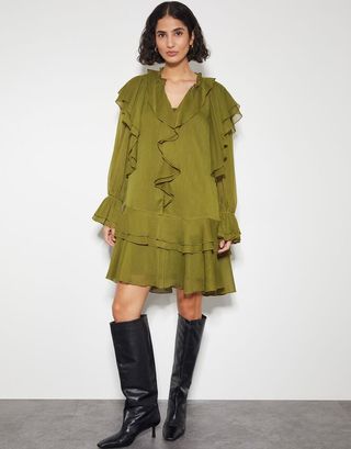 Aria Ruffle Dress Green