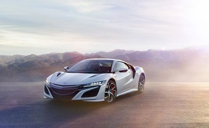 Front view of white Honda NSX