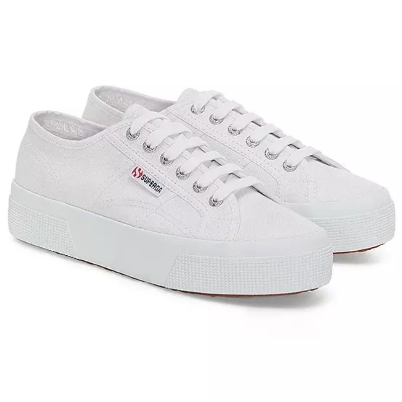Superga 2740 Platform White Pumps cut out 