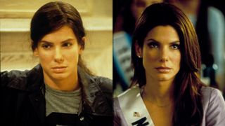 sandra bullock before and after she goes undercover in a pagaent in the movie miss congeniality