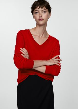 Fine-Knit V-Neck Sweater - Women | Mango Usa