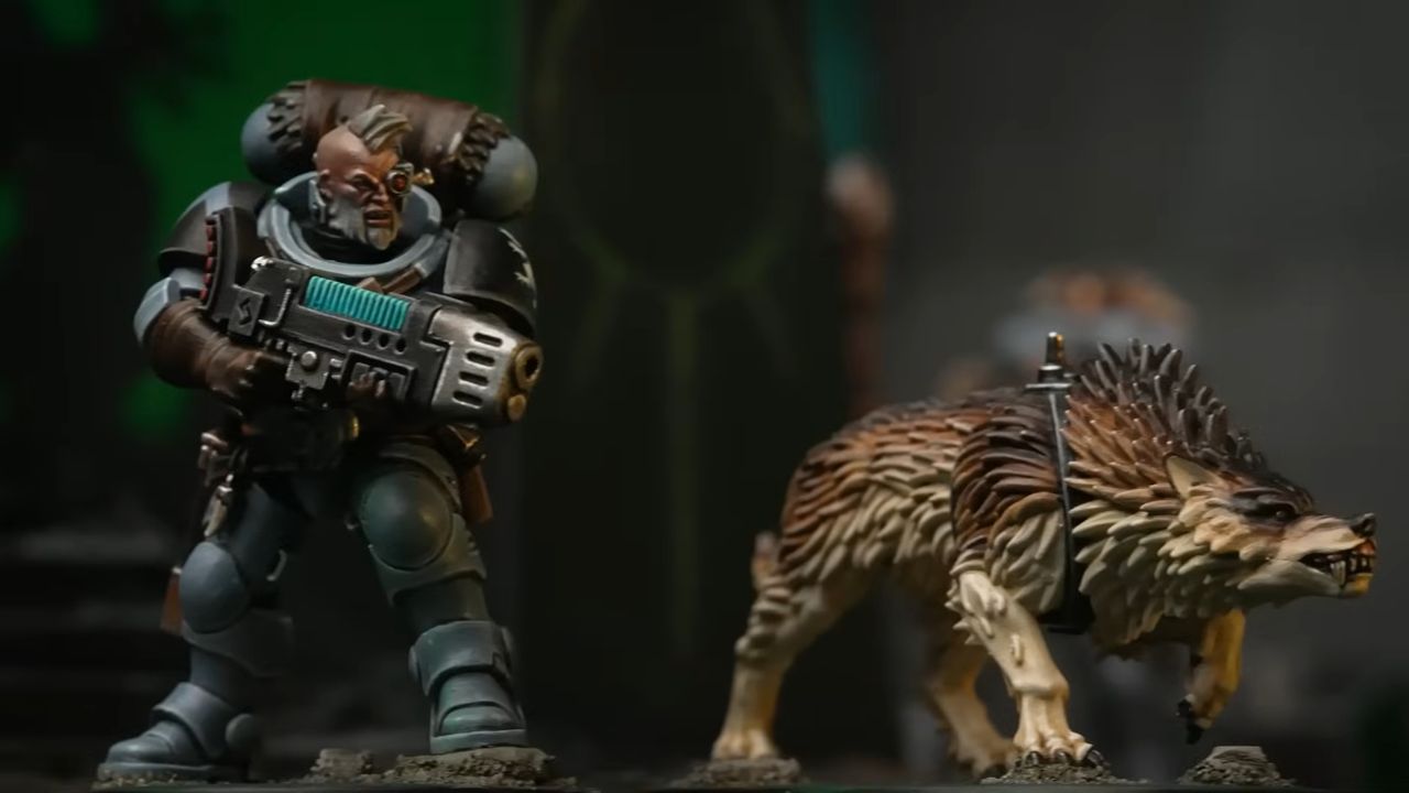 A Space Wolf and Fenrisian Wolf march forward in Kill Team: Dead Silence