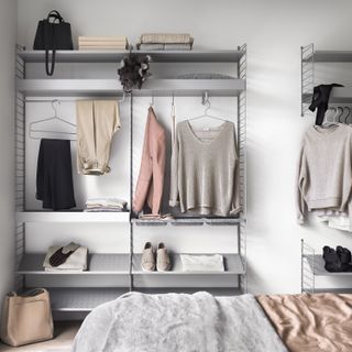 Open clothes storage shelves from String at Skandium