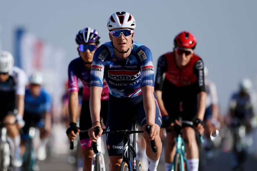 BIMMAH SINK HOLE OMAN FEBRUARY 08 Louis Vervaeke of Belgium and Team Soudal QuickStep crosses the finish line during the 14th Tour of Oman Stage 1 a 1777km stage from Bushar to Bimmah Sink Hole on February 08 2025 in Bimmah Sink Hole Oman Photo by Alex BroadwayGetty Images