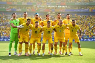 Romania Euro 2024 squad Players of Romania pose for a team photograph prior to the UEFA EURO 2024 group stage match between Slovakia and Romania at Frankfurt Arena on June 26, 2024 in Frankfurt am Main, Germany. (Photo by Justin Setterfield/Getty Images)