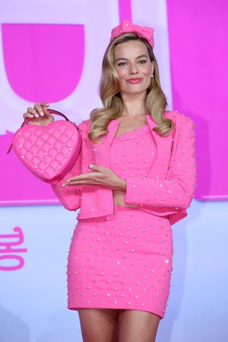 Margot Robbie on July 3 in Seoul, South Korea in all pink