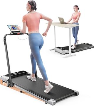 3 in 1 Folding Treadmill, Walking Pad With 7% Incline, 2.5hp Electric Treadmill for Home Under the Desk, Magnetic Remote Control, 12 Km/h, 40x100cm, 12 Modes, App, Led Display