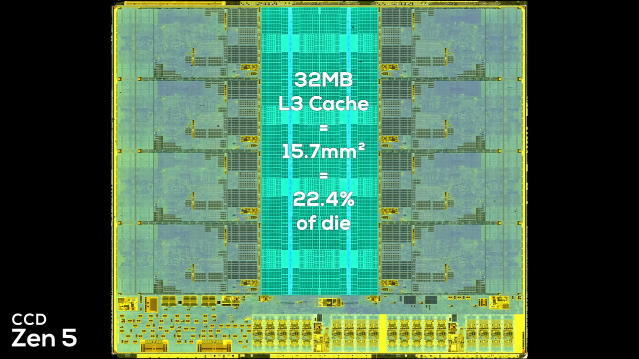 Zen 5 relative L3 cache size