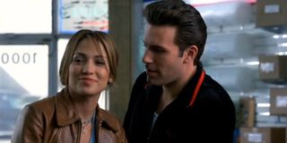 Jennifer Lopez and Ben Affleck flirting in 2003's Gigli