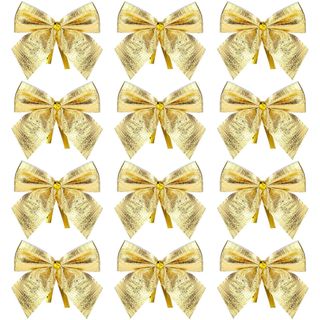 12 gold Christmas tree bows