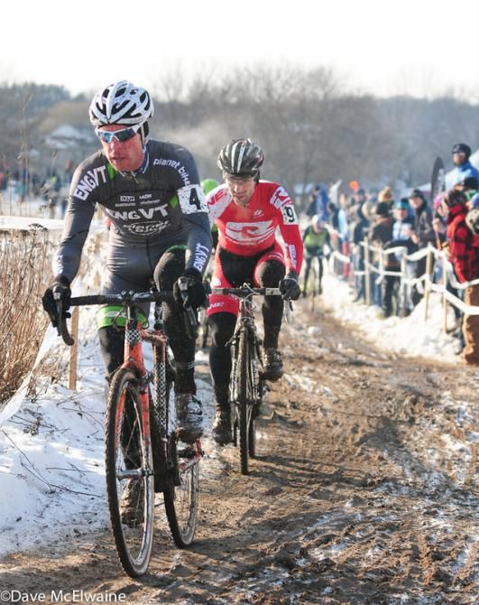 Jonathan Page (ENVGT/ Planet Bike) worked his way to the front by the end of lap two