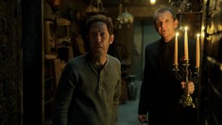 Nick Appleton (Tim Blake Nelson) and Roland (Sebastian Roche) investigate a storage unit in Guillermo del Toro's Cabinet of Curiosities.