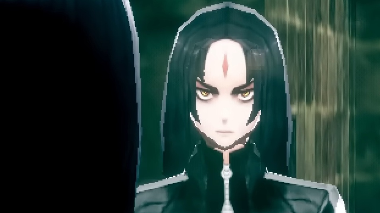 .45 Parabellum Bloodhound protagonist looking at self in mirror.