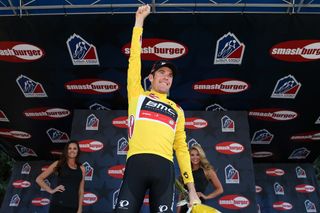 Brent Bookwalter (BMC) collects his second yellow jersey