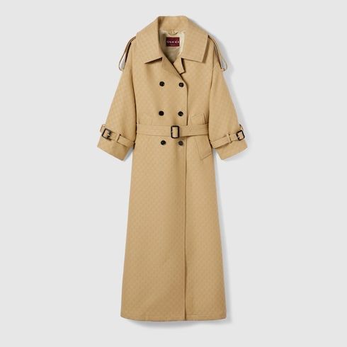 Gg Crêpe Silk Wool Double-Breasted Coat