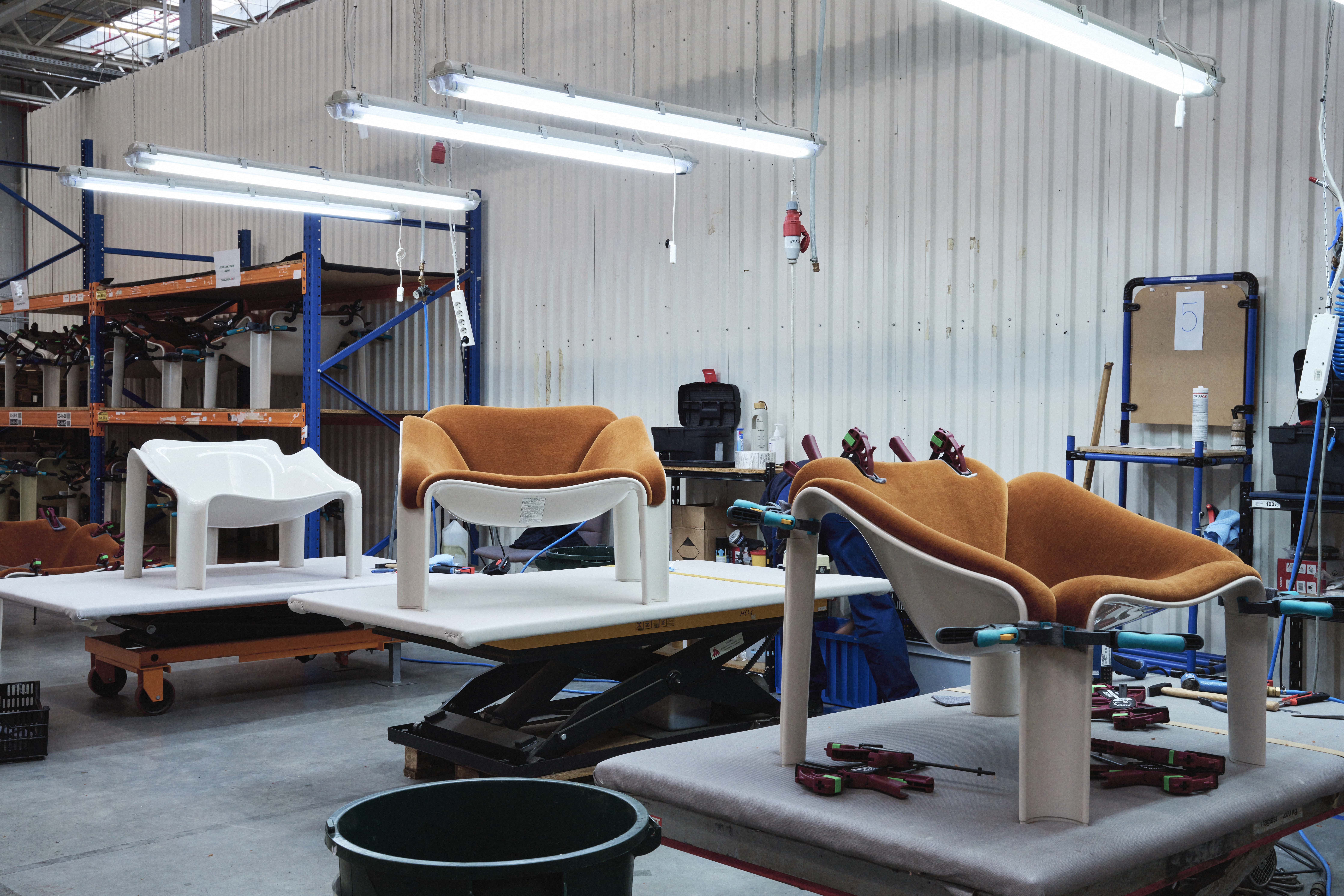 Production shot of chair in a factory