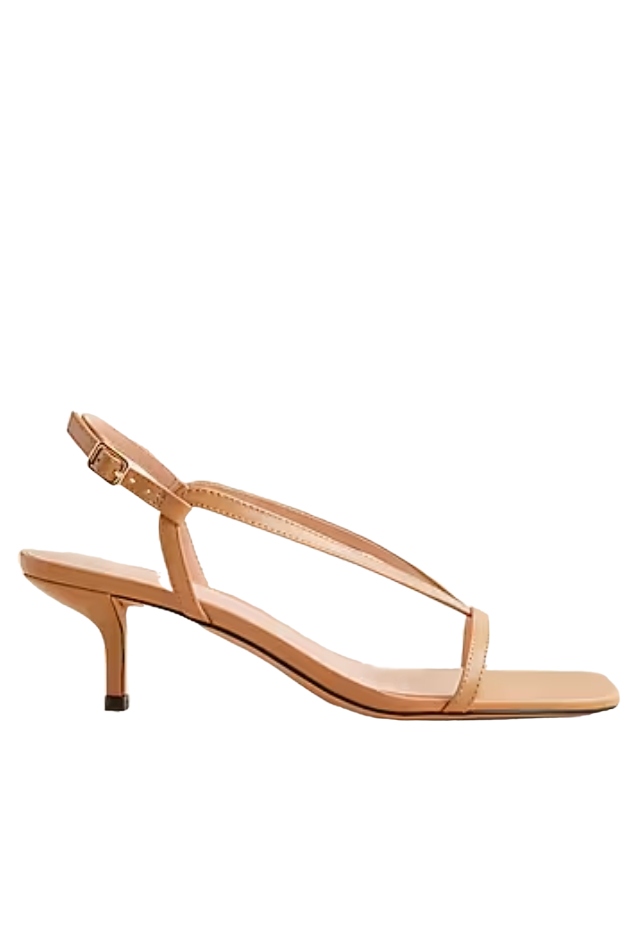 Krista Slingback Kitten-Heel Sandals in Leather