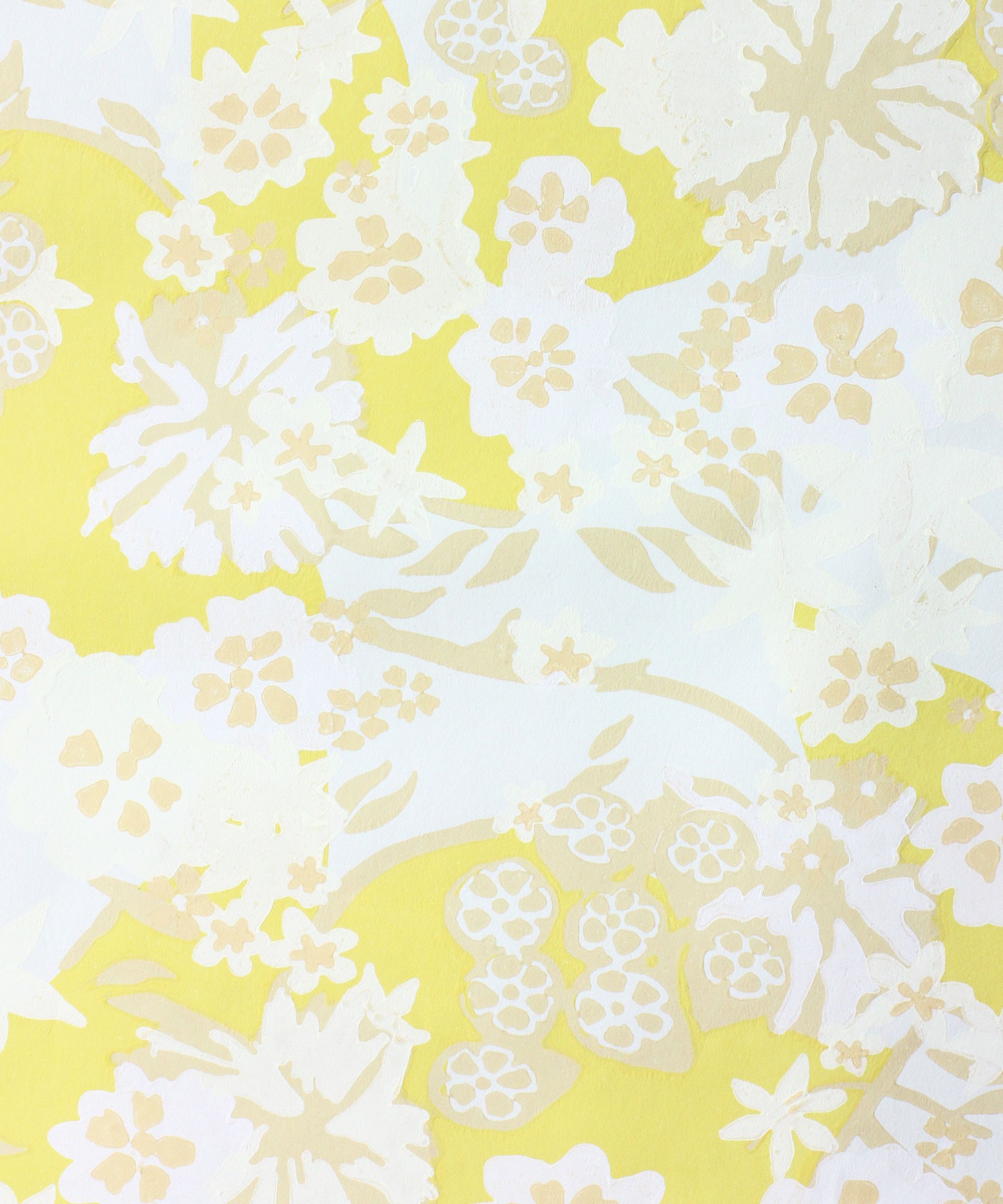 Yellow floral wallpaper
