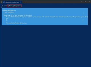 Update-Mpsignature command for Microsoft Defender Antivirus